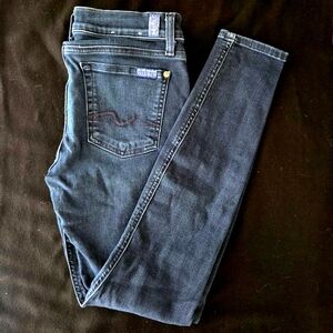 7 For All Mankind Gwenevere Jeans Wmn's 28x29 Dark Wash Mid Rise RU0041005 EUC